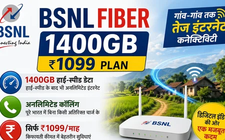 BSNL Fiber 1400GB ₹1099 प्लान: अनलिमिटेड कॉल्स और गांवों में तेज इंटरनेट कनेक्टिविटी का पावरफुल डिजिटल बज़