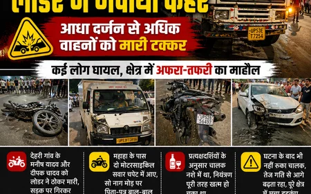 नशे में लोडर चालक का कहर, आधा दर्जन से अधिक वाहनों को मारी टक्कर