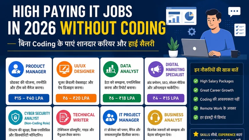 High Paying IT Jobs in 2026 Without Coding: बिना Coding के IT सेक्टर में मिलने वाली हाई सैलरी नौकरियां